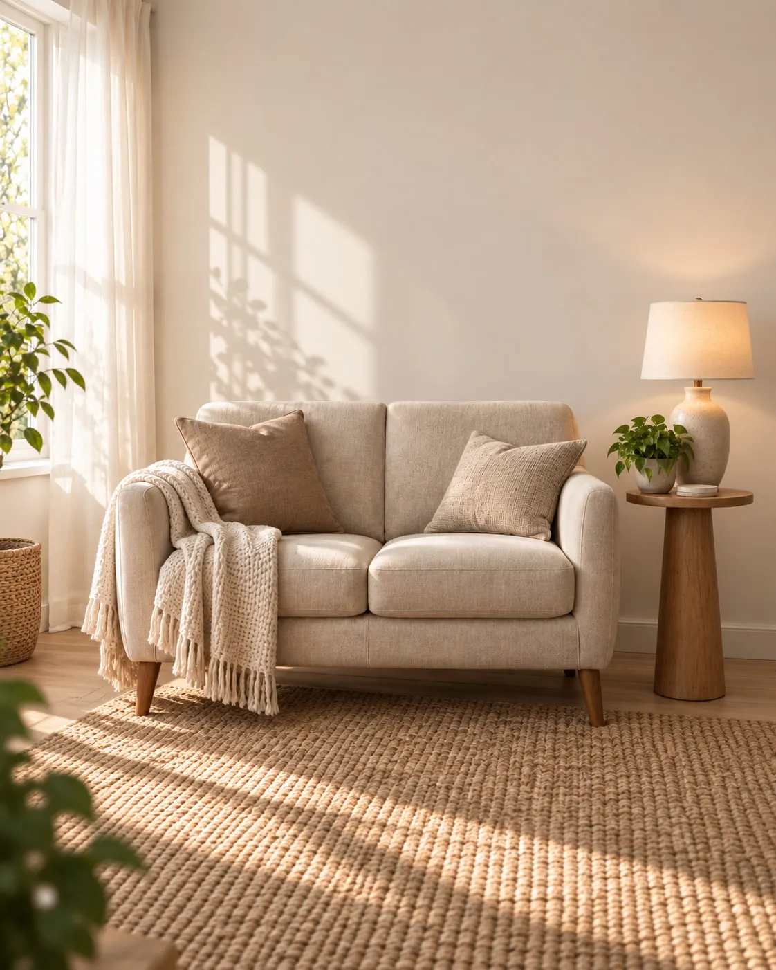 A warm, comfortable counseling room seating area